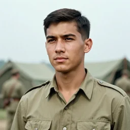a color photograph of a very handsome young man in 1 9 6 9, he is at camp