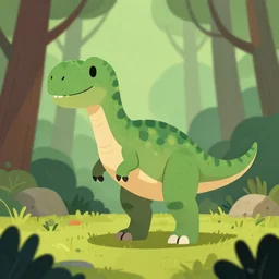 an illustration of a dinosaur k 1 0. 0 0 0 in the woods, trending on artstation, central composition, very cartoon, shape focus, high detailed, by anton fadeev