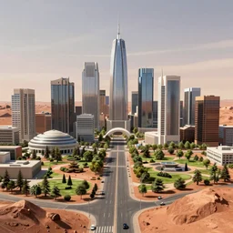 the streets, skyscrapers and parks of the capitol city called Elon on Mars in 2222, terraforming, dome, Rick Guidice, drawing, future, retro, colorful, solarpunk