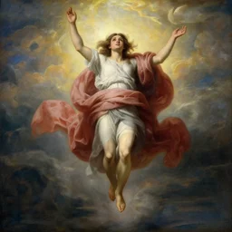 a soul ascending to Heaven, realistic painting, classical painting, high definition, digital art, matte painting, very detailed, realistic