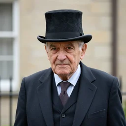 an old man wearing a suit and top hat