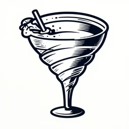 daiquiri shaped like a tornado! logo for daiquiri! superflat, anime, 8 0 s, style of patrick nagel, art deco, art nouveau, sharp, detailed, clean lines, 8 k
