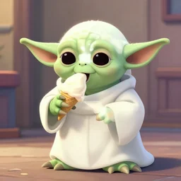 a ghost eating ice-cream with yoda
