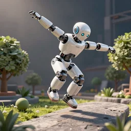 a robot performing parkour, octane render, 3D