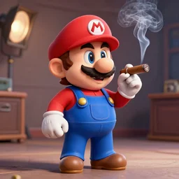 mario, smoking a cigar, smoke filled room, studio lighting 5 0 mm