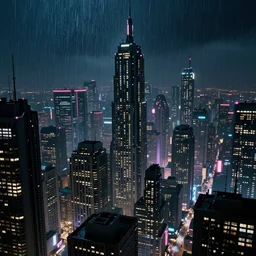 3 5 mm atmospheric night urban photographic landscape of dystopian blade runner 1 9 8 2 city, matte painting, cinematic composition, futuristic dystopian megacity endless various mega - skyscrapers endlessly rising into the horizon, falling acid rain, neon, dramatic cinematography 3 5 mm