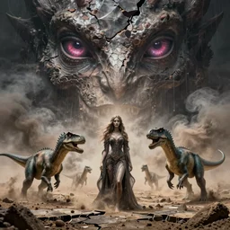 gorgeous!! cracked! lilith the mother of all monsters dusty, destroyer! of worlds, void eyes, raining ash & smoke, fine art masterpiece, highly detailed dino valls wayne barlowe machiej kuciara, dramatic lighting, long shot, wide angle, uhd 8 k, sharp focus