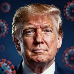 Donald Trump's face on a covid virion