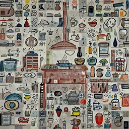 red kitchen, by yves tanguy