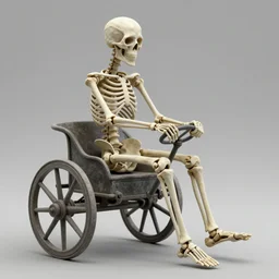the mixed mediart features a human figure driving a chariot. the figure is skeletal and frail, with a large head and eyes. the chariot is pulled by two animals, which are also skeletal and frail. danny phantom by keith negley ornamented