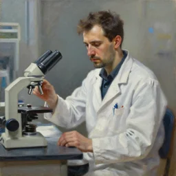 concept art of scientist, cinematic very long shot, oil painting by jama jurabaev, extremely detailed, brush hard, artstation, high quality, brush stroke