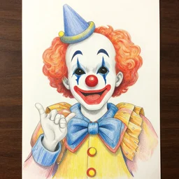 colored pencil drawing of a clown