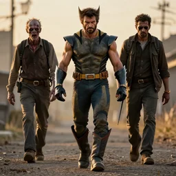 wolverine, butcher, the walking dead zombie, full body by yousuf karsh, golden hour, realistic, body shot, sharp focus, 8 k high definition, insanely detailed, intricate, elegant