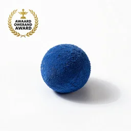 sapphire blue chocolate truffle, commercial catalog photo, isolated on a pure white background, centered, entire object in frame, sharp focus, soft studio lighting