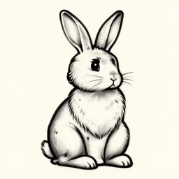 well - detailed tattoo stencil of a full body bunny rabbit, bold strong lines very highly aesthetic
