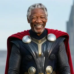 Morgan Freeman as Thor laughing