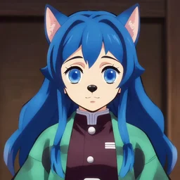 symmetrical matte high quality anime avatar portrait of blue dog girl in the style of demon slayer, by koyoharu gotouge, michael whelan and anato finnstark. trending artstation.