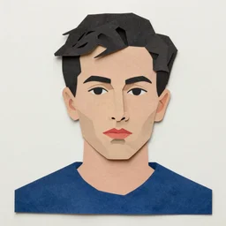 a portrait a very ordinary person, by Henri Matisse, cut-out paper collage, flat bold color, facing front, anatomically correct, beautiful perfect face, sharp focus, Highly Detailed, 8k, HD