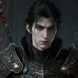 an oil art close up portrait of young handsome pale dark paladin from dark souls 3, gipsy blood mage character design from inquisition, 4 k, ultra detail, volumetric lighting, unreal engine, octane render