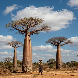 dreaming clouds over baobab trees painted by Michelangelo