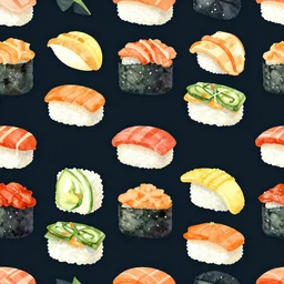 seamless colorful sushi pattern