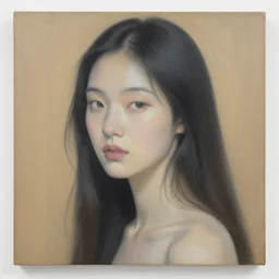beautiful surreal asian girl by audrey kawasaki, painting on wood, fragile beauty