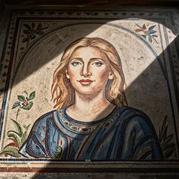 roman mosaic of cate blanchett
