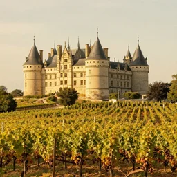a beautiful establishing shot of toussaint castle and vineyards, warm colors by greg rutkowski and kalin popov, trending on artstation, masterpiece,