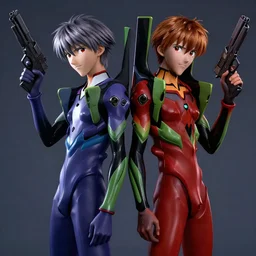still from Studio Khara movie Evangelion  1 0 You Are (Not) Alone,  Shinji Higuchi and Tomoki Kyoda,Dante from Devil May Cry 2001,A gun in both hands, symmetrical face,unreal engine