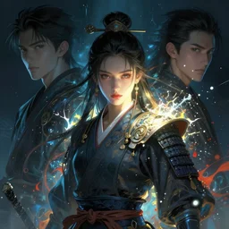 portrait of ciri as a samurai assassin, ismail inceoglu, ross tran, artgerm, artstation, underwater aura, fantasy, splatter, joongwon jeong