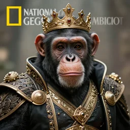 photorealistic portrait photograph of a chimpanzee as a glorious regal space king, sleek outfit, upper body, fantasy, handsome, depth of field, soft focus, highly detailed, intricate, realistic, national geographic cover, soft glow, textured, artstation, concept art, sharp focus, illustration, art by artgerm and greg rutkowski and alphonse mucha