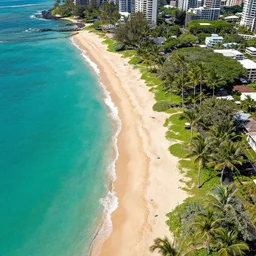 aerial view of a sunny beach in hawaii, hyperdetailed, artstation, cgsociety, 8 k
