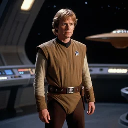 Rey Skywalker as a captain of the starship Enterprise-D, on the bridge, tv still from Star Trek: The Next Generation
