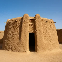 High-quality photography of an old West African house made of mud bricks, Timbuktu, Canon TS-E 17mm, National Geographic
