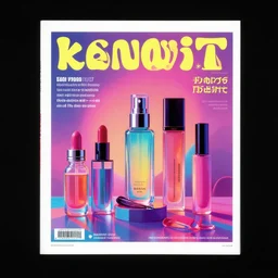 magazine ad for cosmetics, neon colors, vaporware