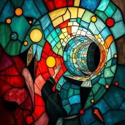the wormhole. highly detailed, stained glass art, soviet realism, unreal engine 5, 8 k, abstract by kandinsky and kilian eng and hilma af klint and malevich and lissitzky