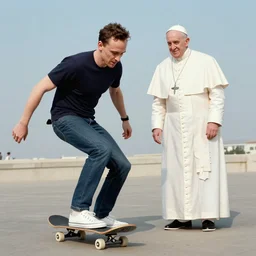 Tom Hiddleston skateboarding with the pope, 1960s