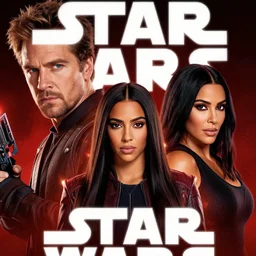 super detailed star wars movie poster with ben shapiro, snooki and kim kardashian, 8k full HD photo, cinematic lighting, anatomically correct, oscar award winning, action filled, correct eye placement,