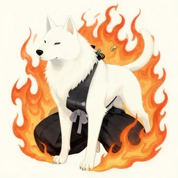 ghost dog samurai loves fire, nihonga, detailed, 4 k