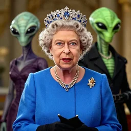 queen elizabeth 2 as alien lizzard, h. r. gigger, digital art, artstation
