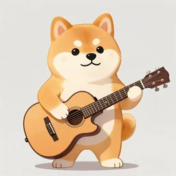 masculine shiba inu man, anthropomorphic, Anthro, furry, plays guitar, Artstation
