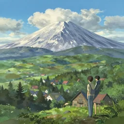 post-chernobyl remains majestic pixiv scenery art, painted by Makoto Shinkai