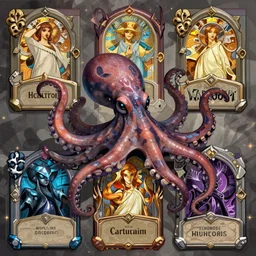 octopus, fantasy, whimsical, horror, league of legends splash art, hearthstone splash art, world of warcraft splash art, art by artgerm, art by alphonse mucha, trending on artstation, 4 k, wallpaper