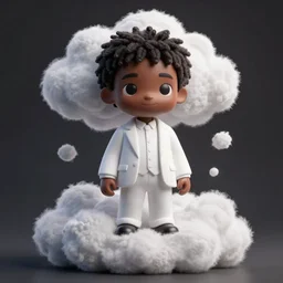 beautiful 3D rendered fictional black man character made of fluffy clouds, wearing white suit, realistic, 8k, 4k, unreal engine, by Antoni Tudisco, artstation