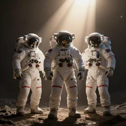 3 astronaut on a brown atmospheric planet, cinematic lighting, hyperdetailed, 8 k realistic, symmetrical, global illumination, radiant light, love and mercy, frostbite 3 engine, cryengine, doff, trending on artstation, digital art, crepuscular ray