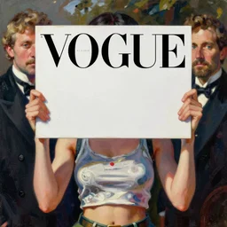 vogue magazine, blank protest sign, greg rutkowski, john singer sargent, anime, trending on artstation, oil painting, crop top, intricate