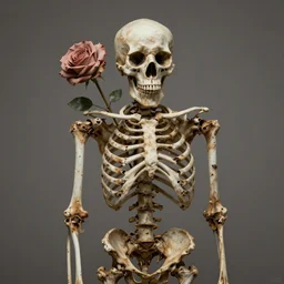 withered bones produce flowers. roses grow from skeletons