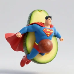 super avocado flying like superman, realistic, unreal engine