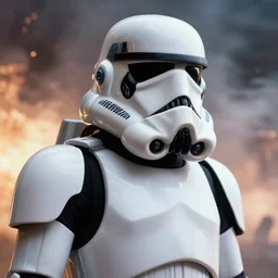 star wars the force awakens film still, closeup on a stormtrooper, smoke, explosions, mist, hyper detailed, smooth, high contrast, volumetric lighting, j. j. abrams, doug chiang, ryan church, james clyne