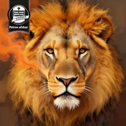 a painting of a lion's face with orange and yellow smoke coming out of, a digital painting by petros afshar, behance contest winner, digital art, behance hd, digital illustration, digital painting